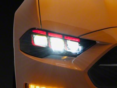 Striker Lights RGB Flow Series S650 Style Headlights with BlueGhozt Controller; Matte Black Housing; Clear Lens (18-23 Mustang GT, EcoBoost)