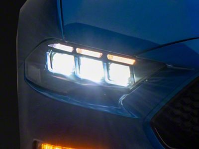Striker Lights RGB Flow Series S650 Style Headlights with Standard Controller; Matte Black Housing; Clear Lens (18-23 Mustang GT, EcoBoost)