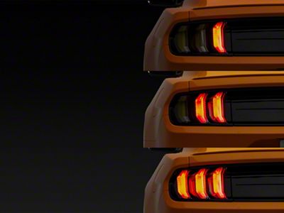 Striker Lights RGB Standard Euro Tail Lights; Black Housing; Clear Lens (15-23 Mustang)