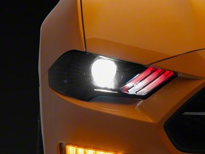 Striker Lights RGBW Blacked Out Series Headlights; Matte Black Housingl Clear Lens (18-23 Mustang GT, EcoBoost)