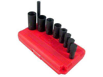 Sunex 1/2-Inch Drive Hub Cap and Wheel Lock Removal Impact Socket Set; 9-Piece