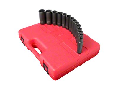 Sunex 1/2-Inch Drive Metric Deep Impact Socket Set; 6-Point; 14-Piece