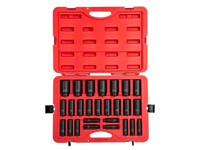 Sunex 1/2-Inch Drive Metric Deep Impact Socket Set; 6-Point; 26-Piece