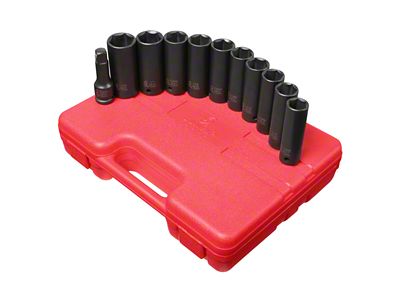 Sunex 1/2-Inch Drive Metric/SAE Deep Extra Thin Wall Impact Socket Set; 6-Point; 11-Piece