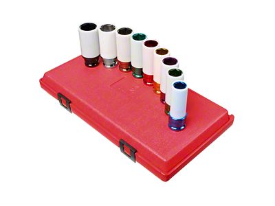Sunex 1/2-Inch Drive Metric/SAE Wheel Protector Extra Thin Wall Impact Socket Set; 6-Point; 9-Piece