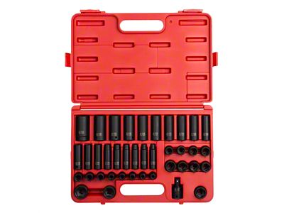 Sunex 1/2-Inch Drive Metric Standard and Deep Master Impact Socket Set; 6-Point; 39-Piece