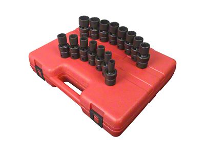 Sunex 1/2-Inch Drive Metric Universal Impact Socket Set; 12-Point; 15-Piece