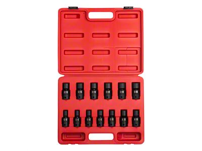 Sunex 1/2-Inch Drive Metric Universal Impact Socket Set; 6-Point; 13-Piece