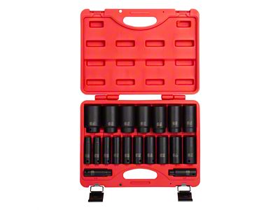 Sunex 1/2-Inch Drive SAE Deep Impact Socket Set; 6-Point; 19-Piece