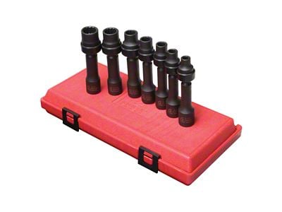 Sunex 1/2-Inch Drive SAE Driveline Limited Clearance Universal Impact Socket Set; 12-Point; 7-Piece