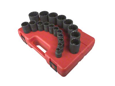 Sunex 1/2-Inch Drive SAE Master Impact Socket Set; 12-Point; 19-Piece