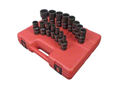 Sunex 1/2-Inch Drive SAE Universal Impact Socket Set; 12-Point; 15-Piece