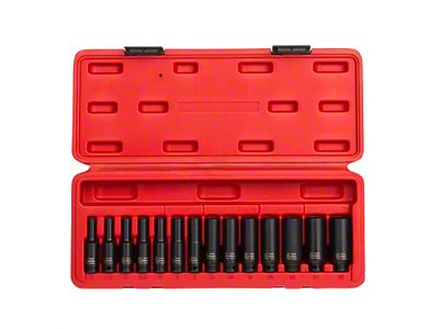 Sunex 1/4-Inch Drive Metric Deep Magnetic Impact Socket Set; 6-Point 14-Piece