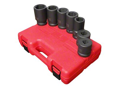 Sunex 1-Inch Drive Metric Deep and Double Square Budd Wheel Impact Socket Set; 6-Point; 7-Piece