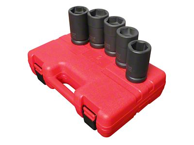 Sunex 1-Inch Drive Metric/SAE Combination Budd Wheel Impact Socket Set; 6-Point; 5-Piece