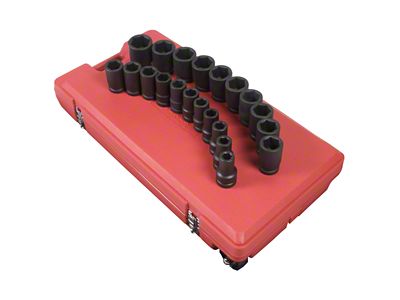 Sunex 1-Inch Drive SAE Deep Impact Socket Set; 6-Point; 21-Piece