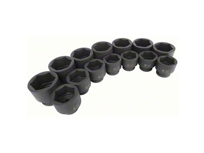 Sunex 1-Inch Drive SAE Impact Socket Set; 6-Point; 16-Piece