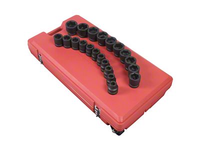 Sunex 1-Inch Drive SAE Impact Socket Set; 6-Point; 21-Piece