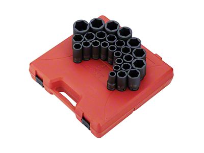 Sunex 3/4-Inch Drive Metric Deep Impact Socket Set; 6-Point; 26-Piece