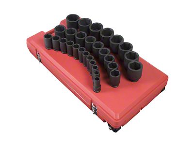 Sunex 3/4-Inch Drive SAE Deep Impact Socket Set; 6-Point; 29-Piece
