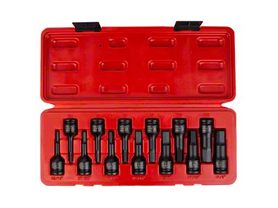 Sunex 3/8-Inch Drive Metric/SAE Hex Impact Bit Socket Set; 13-Piece