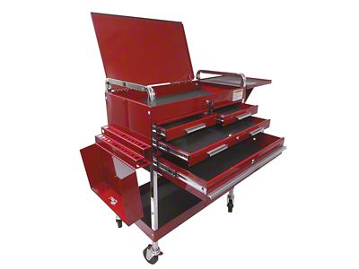 Sunex Deluxe Service Cart with Locking Top and Drawer; Red