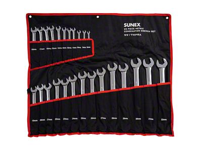 Sunex Full Polish Metric V-Groove Combonation Wrench Set; 25-Piece