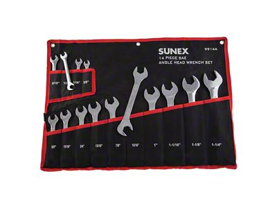 Sunex Full Polish SAE Angle Head Wrench Set; 14-Piece