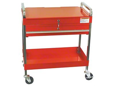 Sunex Service Cart with Locking Top and Drawer; Red