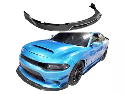 SuperAutoUSA Front Lip Spoiler; Carbon Fiber Print (15-23 Charger, Excluding Widebody)