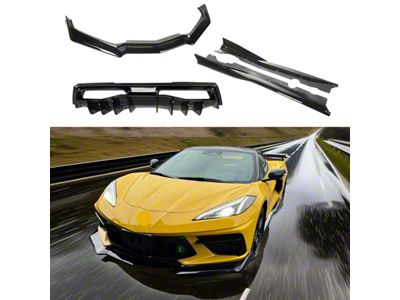 SuperAutoUSA Full Body Kit; Gloss Black (20-26 Corvette C8)