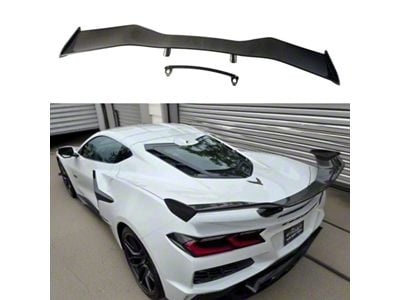 SuperAutoUSA Rear Wing Spoiler; Carbon Fiber (20-26 Corvette C8)