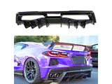 SuperAutoUSA Shark Fin Style Rear Bumper Diffuser; Gloss Black (20-26 Corvette C8)