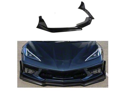 SuperAutoUSA Tracking Edition Front Lip Splitter; Gloss Black (20-26 Corvette C8 Stingray)