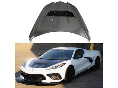 SuperAutoUSA ZR1 Style Hood; Carbon Fiber (20-26 Corvette C8, Excluding ZR1)