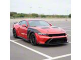 SuperAutoUSA GT500 Style Side Skirt Splitters; Carbon Fiber Print (24-26 Mustang)