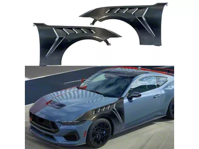 SuperAutoUSA GTD Style Front Fenders; Carbon Fiber (24-25 Mustang)