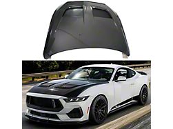 SuperAutoUSA GTD Style Vented Hood; Carbon Fiber (24-26 Mustang)