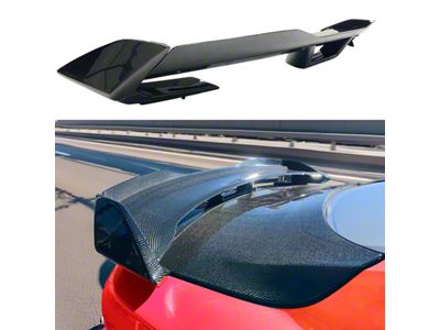 SuperAutoUSA Rear Wing Spoiler with Gurney Flap; Carbon Fiber (24-25 Mustang)
