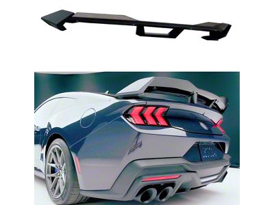 SuperAutoUSA Rear Wing Spoiler with Gurney Flap; Gloss Black (24-25 Mustang)