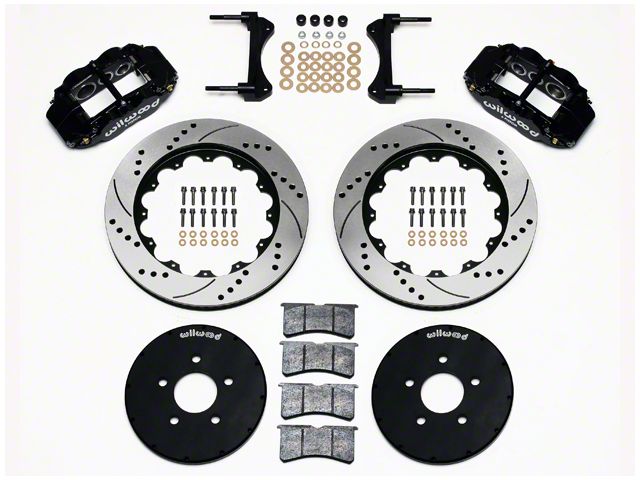 Wilwood Superlite 6R Front Big Brake Kit with 14-Inch Drilled and Slotted Rotors; Black Calipers (94-04 Mustang)