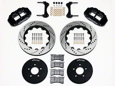 Wilwood Superlite 6R Front Big Brake Kit with 14-Inch Drilled and Slotted Rotors; Black Calipers (94-04 Mustang)