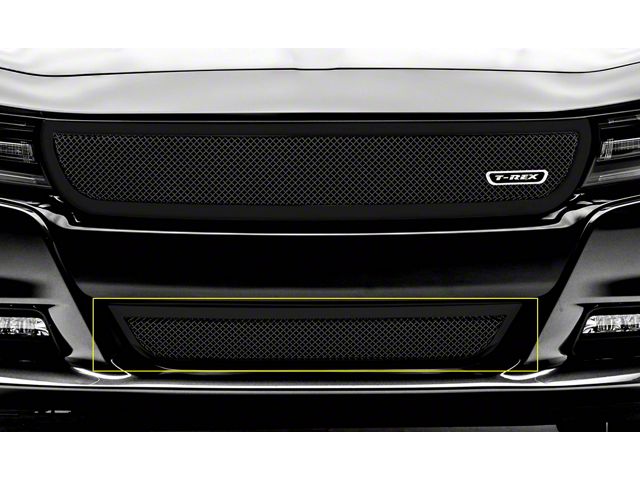 T-REX Grilles Upper Class Series Mesh Overlay Lower Grille; Black (15-23 Charger, Excluding Daytona, Scat Pack & SRT)