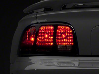 Raxiom Tail Lights; Black Housing; Smoked Lens (96-98 Mustang)