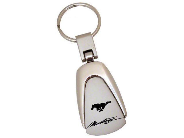 Teardrop Style Key Chain with Running Pony Mustang Logo