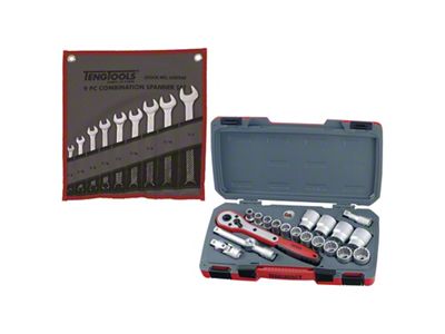 Teng Tools 1/2-Inch Drive SAE Socket and Combination Wrench Set; 29-Piece