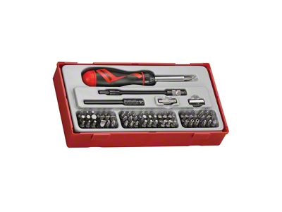 Teng Tools 1/4-Inch Drive Ratching Bits Driver, Extension and Adapter Set; 74-Piece
