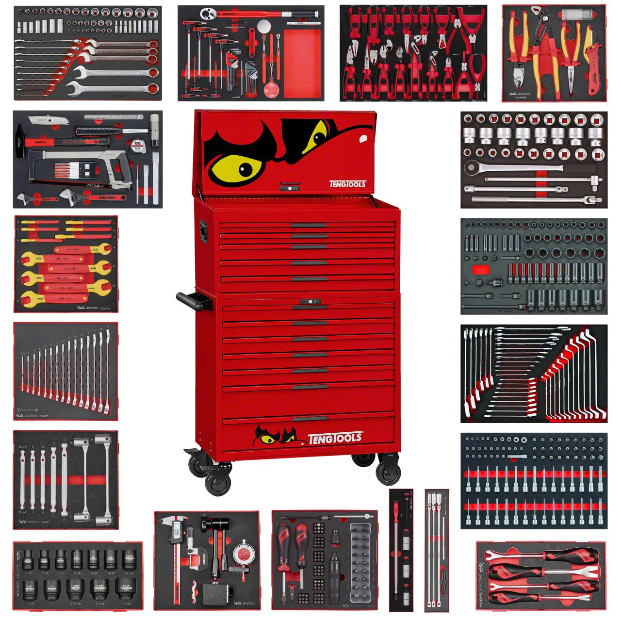 Teng Tools Universal AM 37-Inch PRO35 Red Mega Master 12-Drawer Mega ...