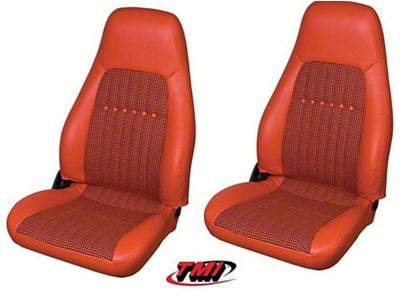 Deluxe Front and Rear Seat Upholstery Kit; Hugger Orange with Black/Orange Houndstooth Insert (97-02 Camaro Coupe)