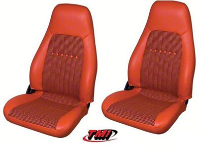 TMI Deluxe Front and Rear Seat Upholstery Kit; Hugger Orange with Black/Orange Houndstooth Insert (97-02 Camaro Coupe)